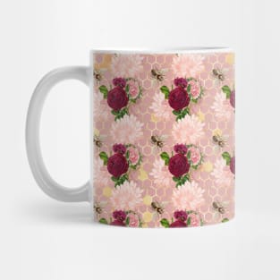 Honey Bee Neck Gator Pink Honeycomb and Roses Bee Pattern Mug